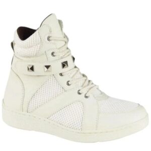 Women's Boots 8 Sandro Moscoloni Mesh High Top Sneaker 8M in Ivory, Brazil